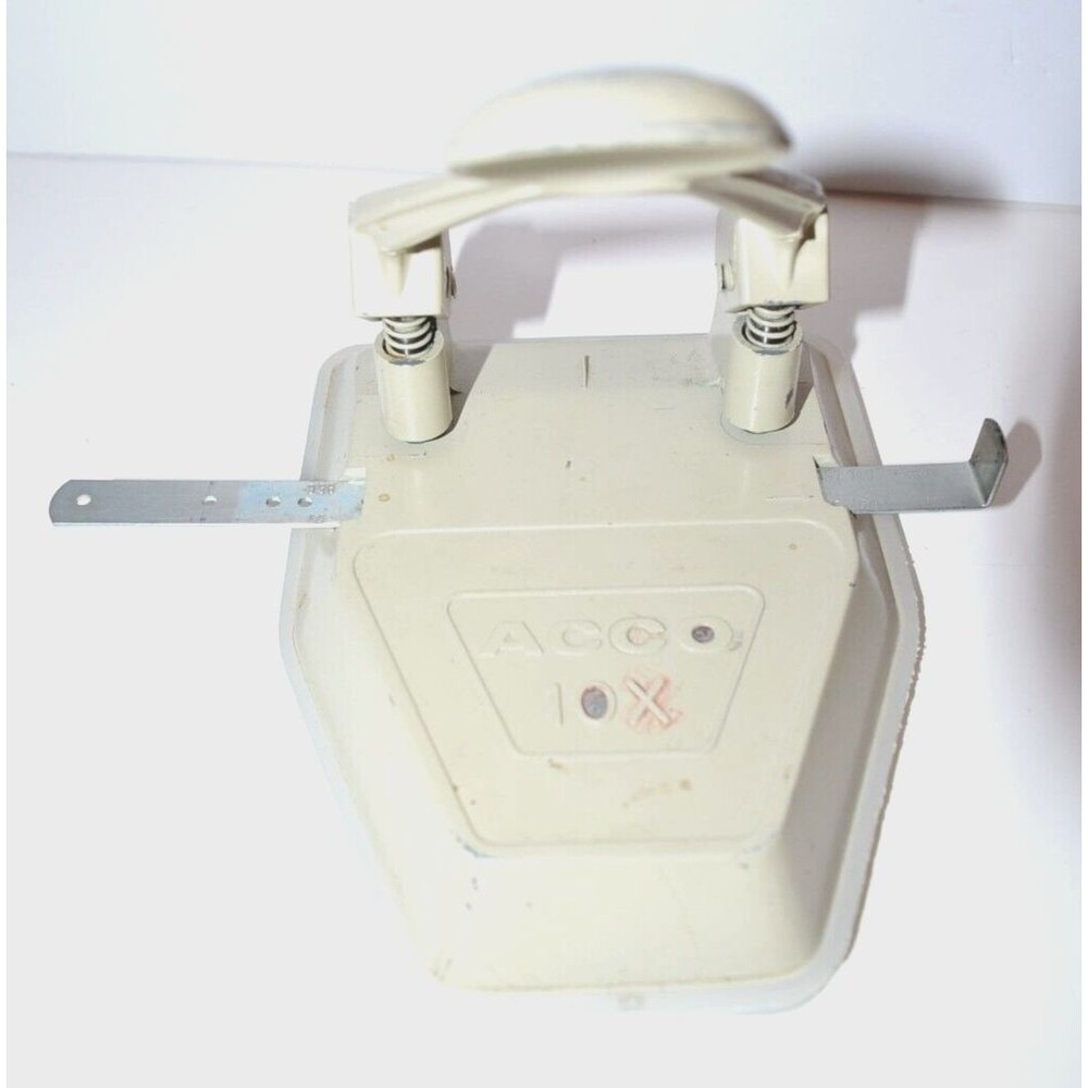 Acco 10x Heavy 2 Hole Metal Paper Punch With Guide Tan Estate find